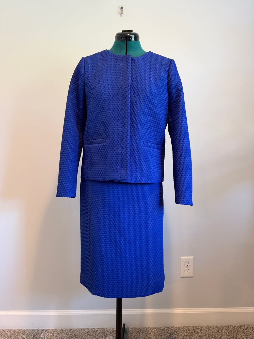 J Crew Women's Royal Blue Textured Jacket and Pencil Skirt.  **different sizes